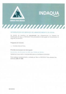 Interrup&ccedil;&atilde;o do servi&ccedil;o de abastecimento de &aacute;gua_ Zona Industrial Canedo