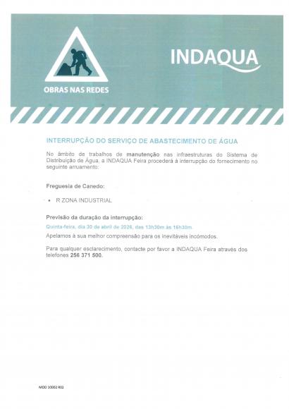 Interrup&ccedil;&atilde;o do servi&ccedil;o de abastecimento de &aacute;gua_ Zona Industrial Canedo