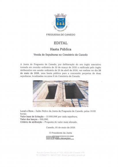 Hasta P&uacute;blica Concess&atilde;o de Sepulturas