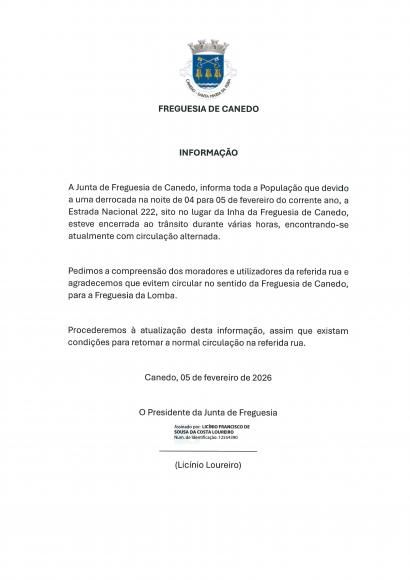 Informa&ccedil;&atilde;o Transito condicionado EN222