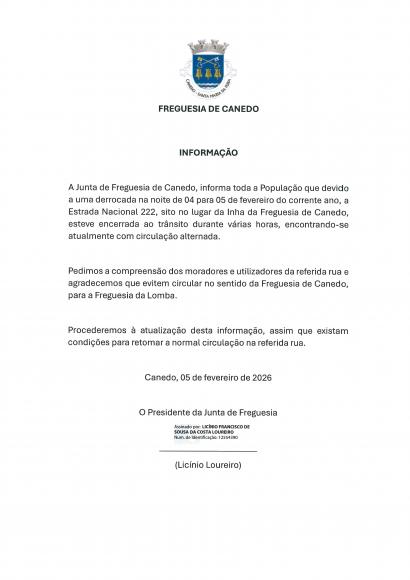 Informa&ccedil;&atilde;o Transito condicionado EN222